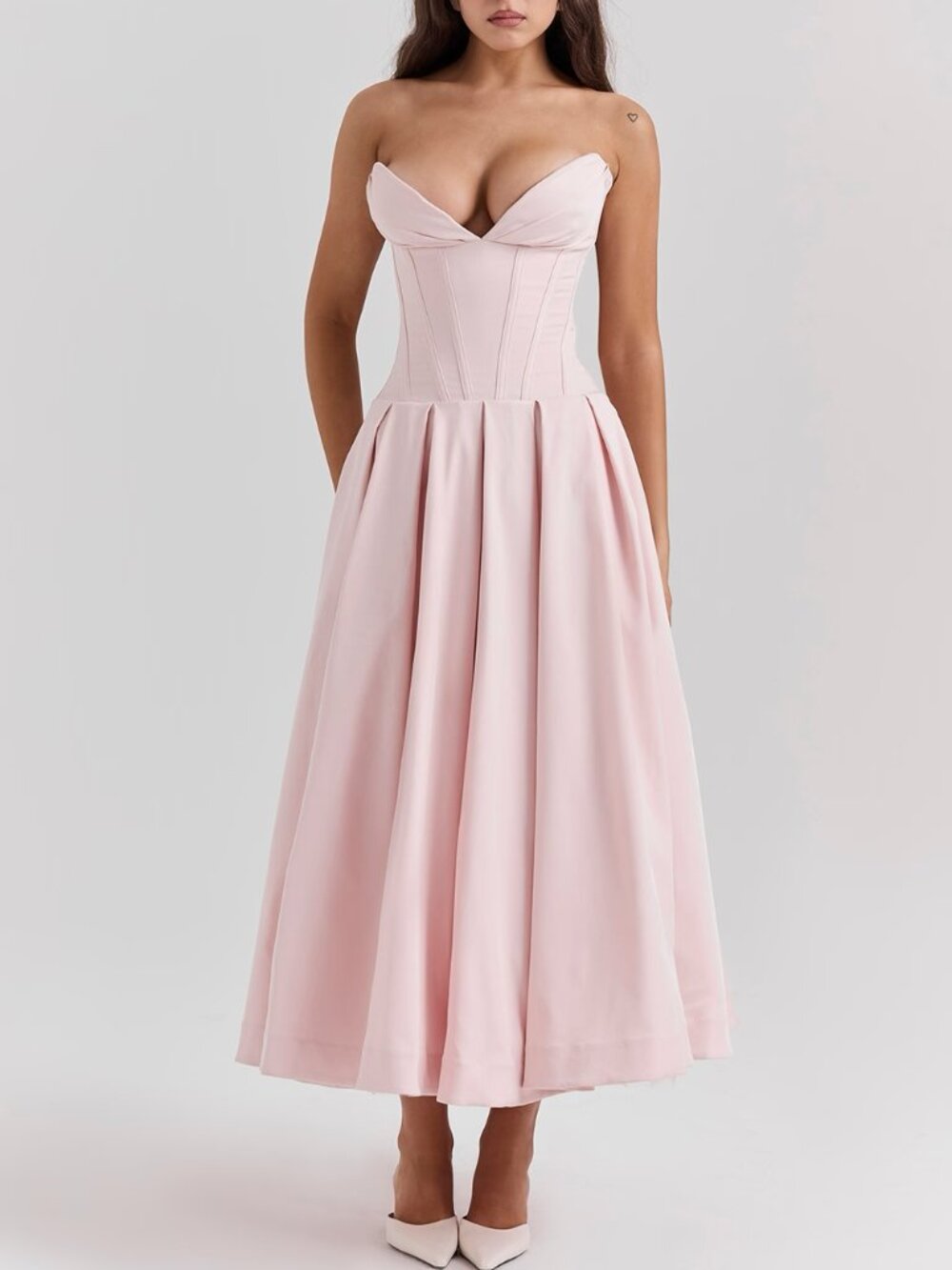 House of CB Lady Ballerina Pink Strapless Midi Dress